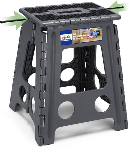 16 Inch Non Slip Dot Foldable Step Stool With Pin Structure