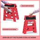 Delxo Folding Step Stool,Non-Slip Stool 13 inch Height Premium Heavy Duty Foldable Stool for Kids and Adults,Kitchen Garden Bathroom Steppingstool 1 Pack in Red,Dotted Texture